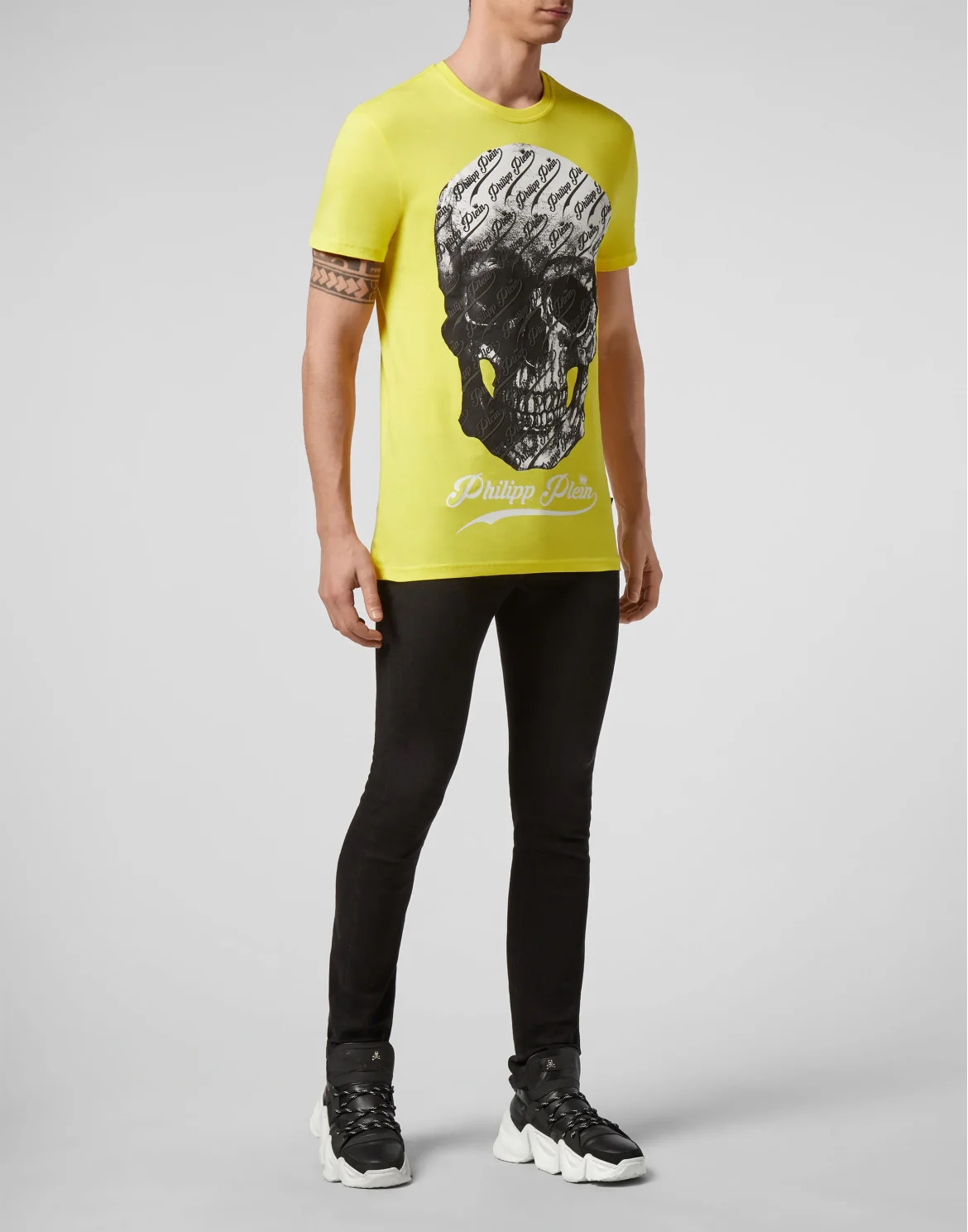 T-shirt Round Neck SS Allover skull, цвет: Желтый