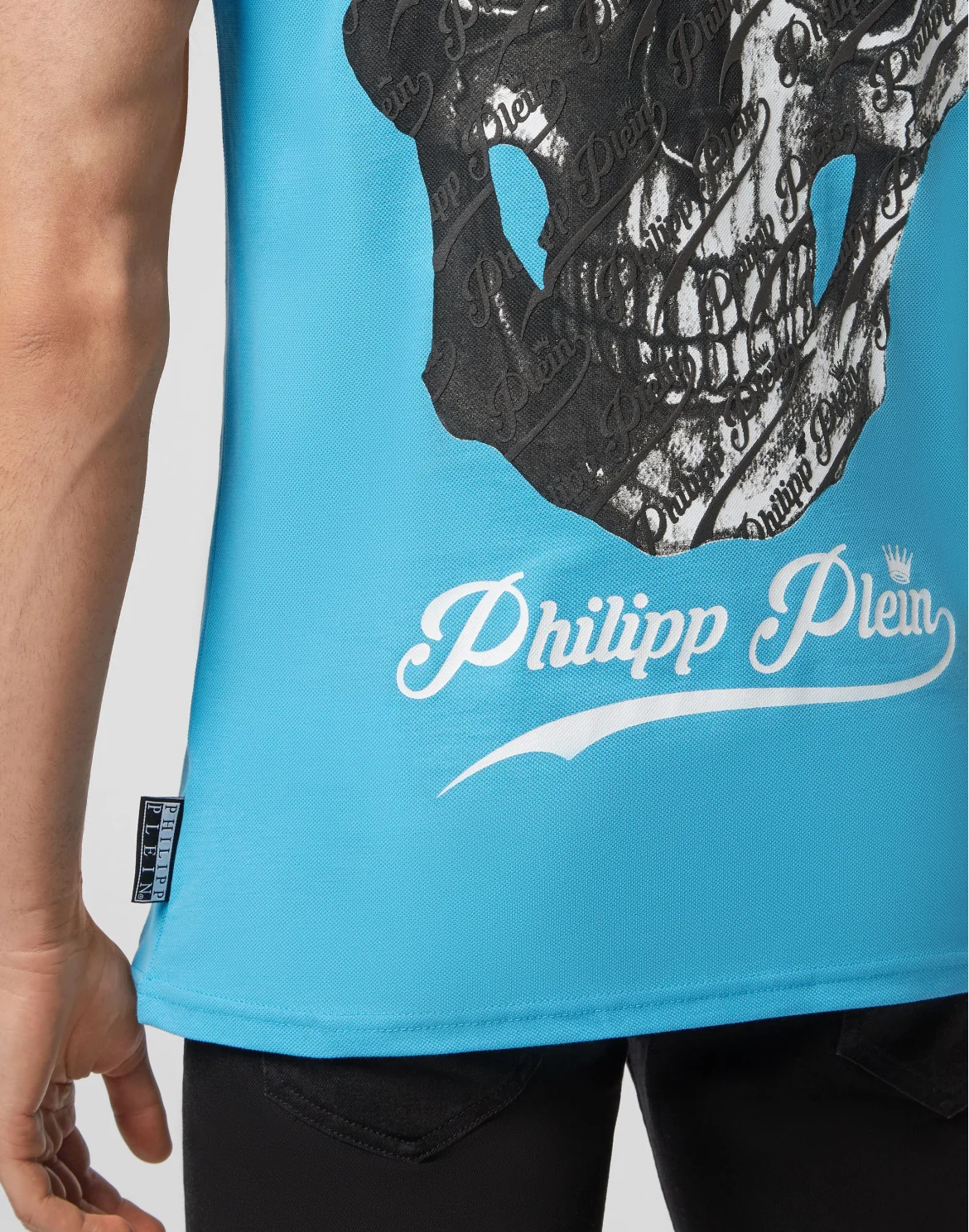 Slim Fit Polo shirt SS Allover skull, цвет: Голубой