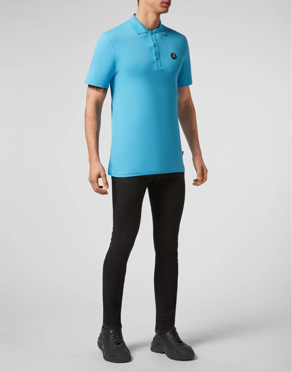 Slim Fit Polo shirt SS Allover skull, цвет: Голубой