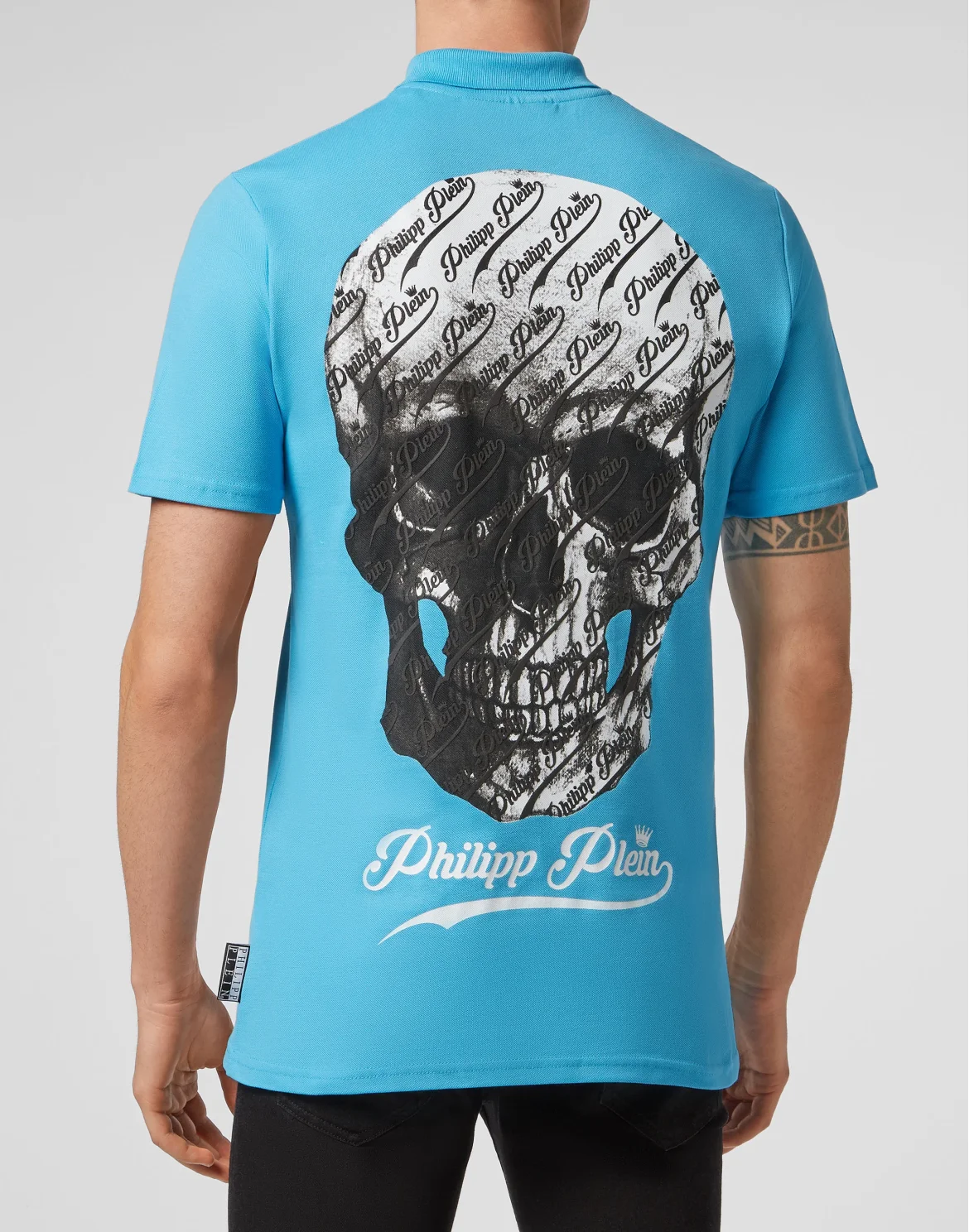 Slim Fit Polo shirt SS Allover skull, цвет: Голубой