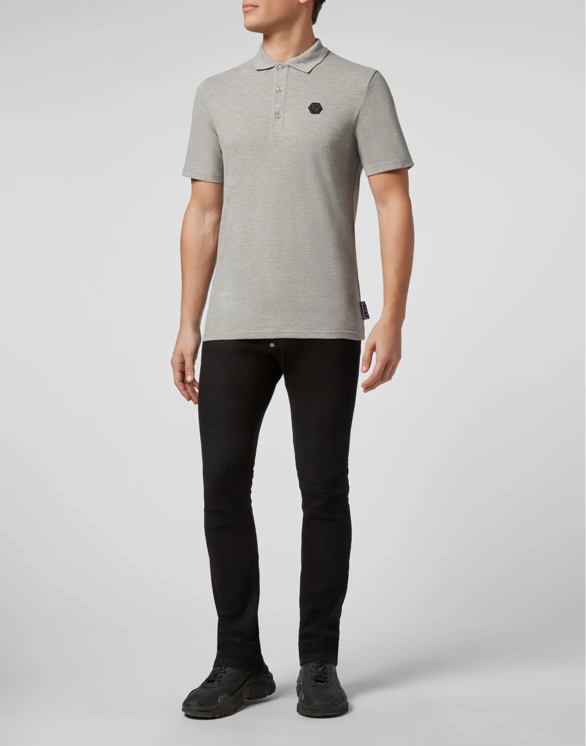 Slim Fit Polo shirt SS Allover skull, цвет: Серый