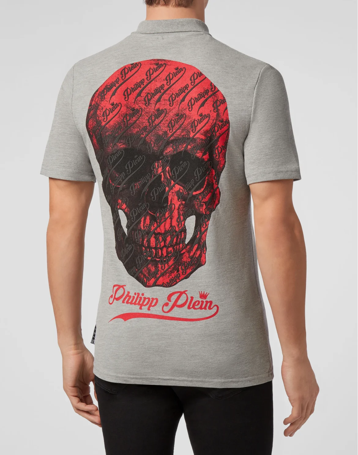 Slim Fit Polo shirt SS Allover skull, цвет: Серый