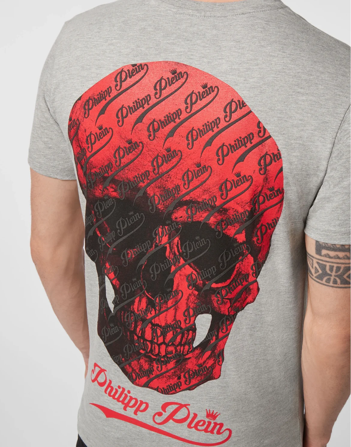 T-shirt V-Neck SS Allover skull, цвет: Серый