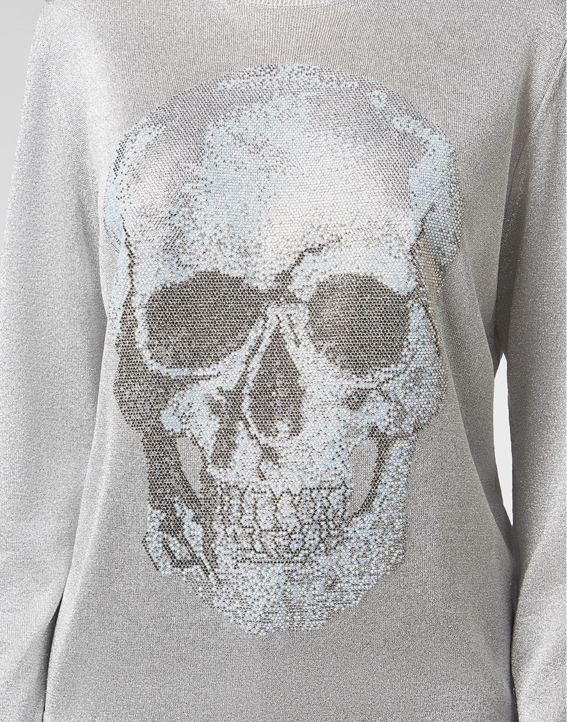 Pullover Polo-Neck LS Skull, цвет: Серебристый