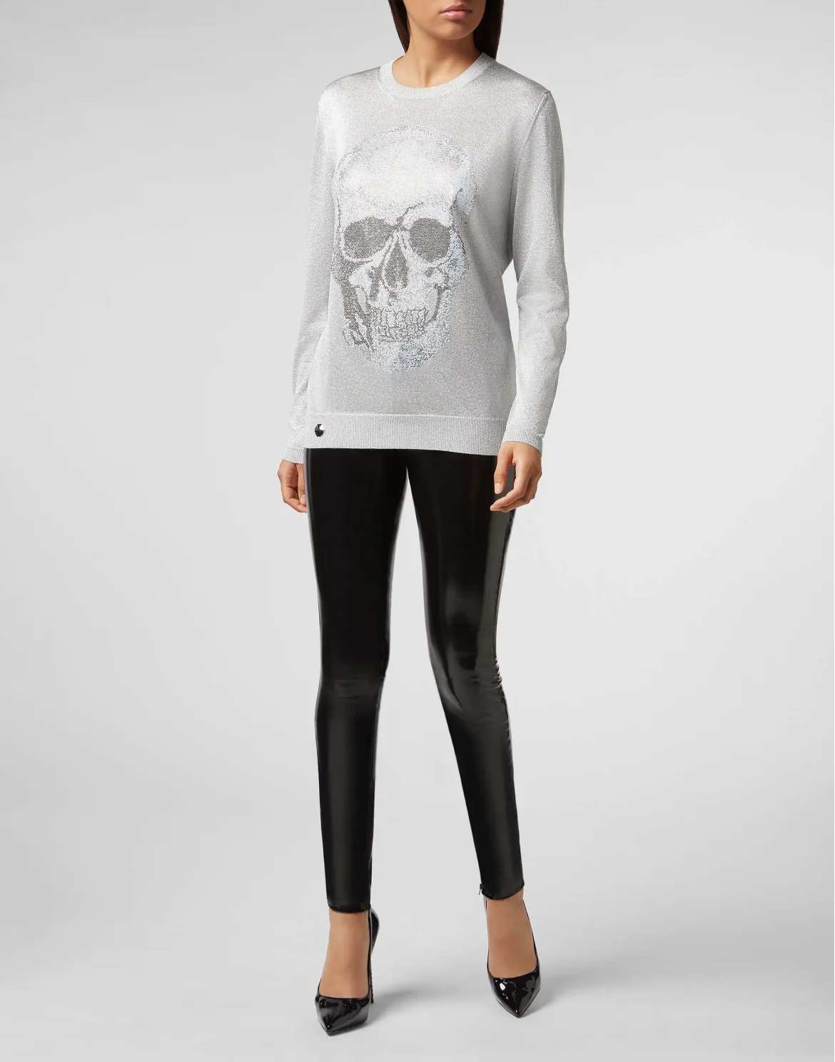 Pullover Polo-Neck LS Skull, цвет: Серебристый