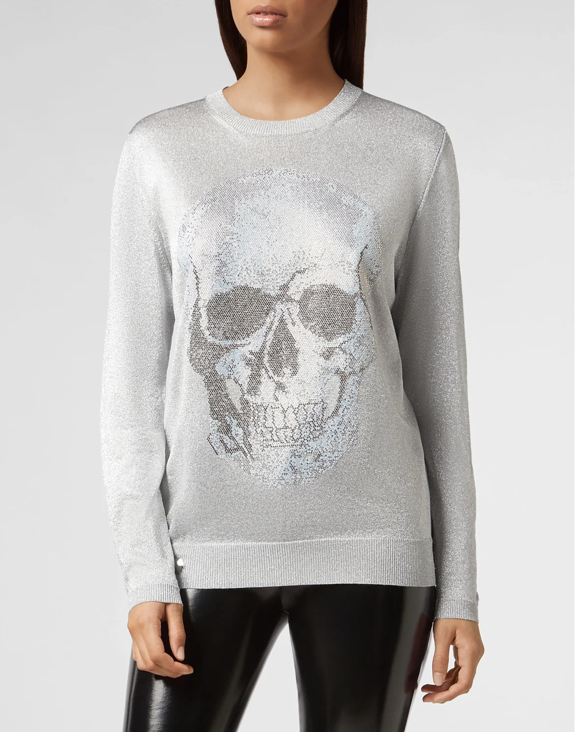 Pullover Polo-Neck LS Skull, цвет: Серебристый