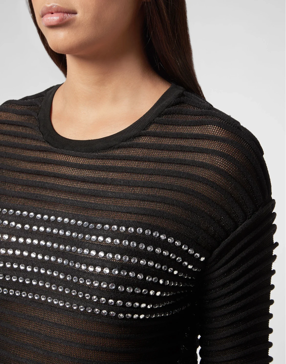 Pullover Round Neck LS Crystal, цвет: Черный