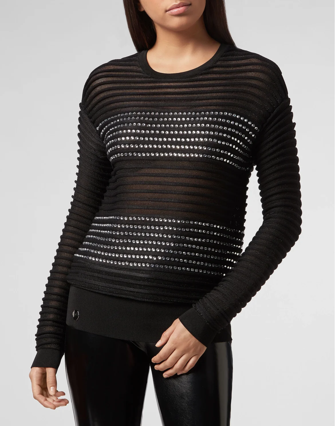 Pullover Round Neck LS Crystal, цвет: Черный