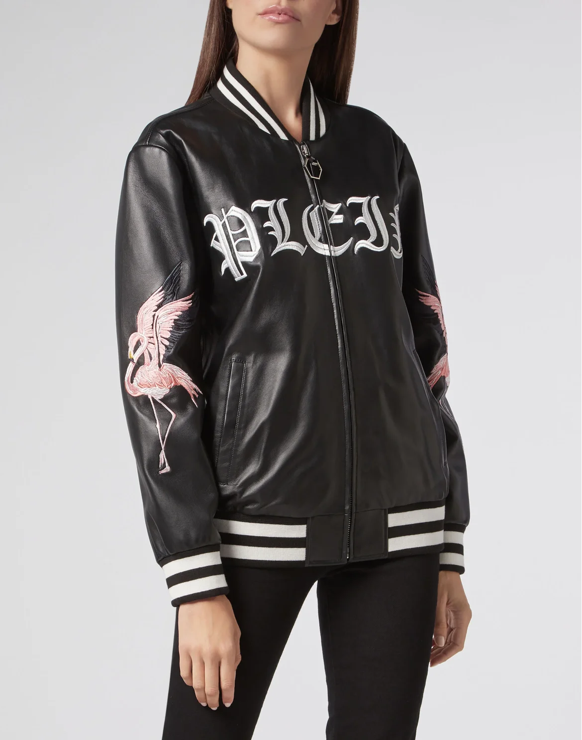 Leather Bomber Gothic Plein, цвет: Черный