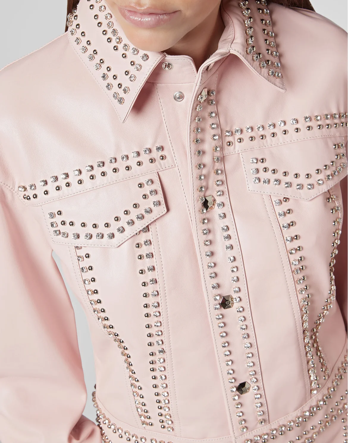 Leather Bomber Crystal, цвет: Розовый