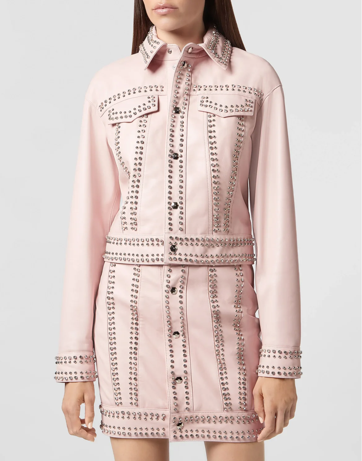 Leather Bomber Crystal, цвет: Розовый