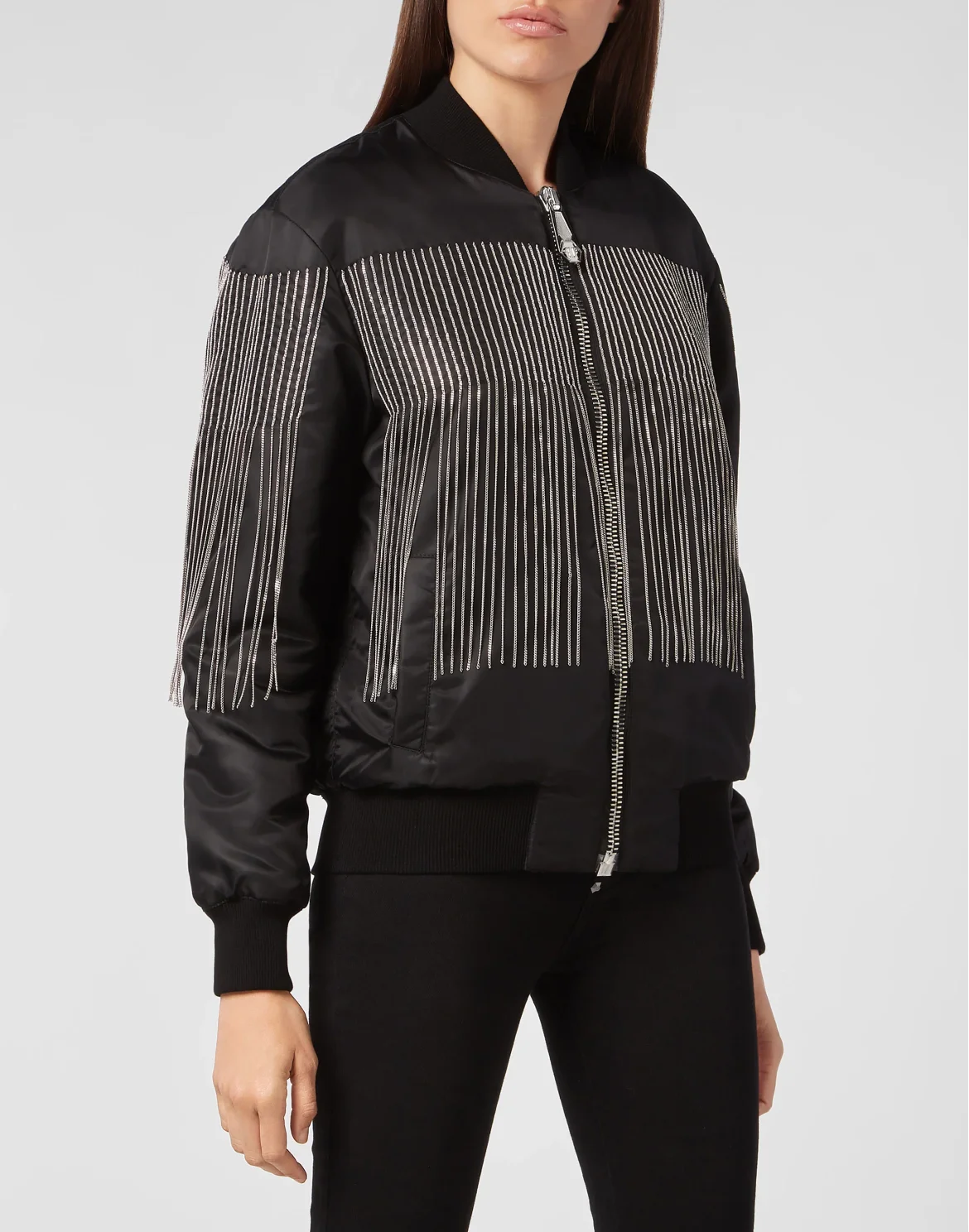 Bomber Fringe, цвет: Черный