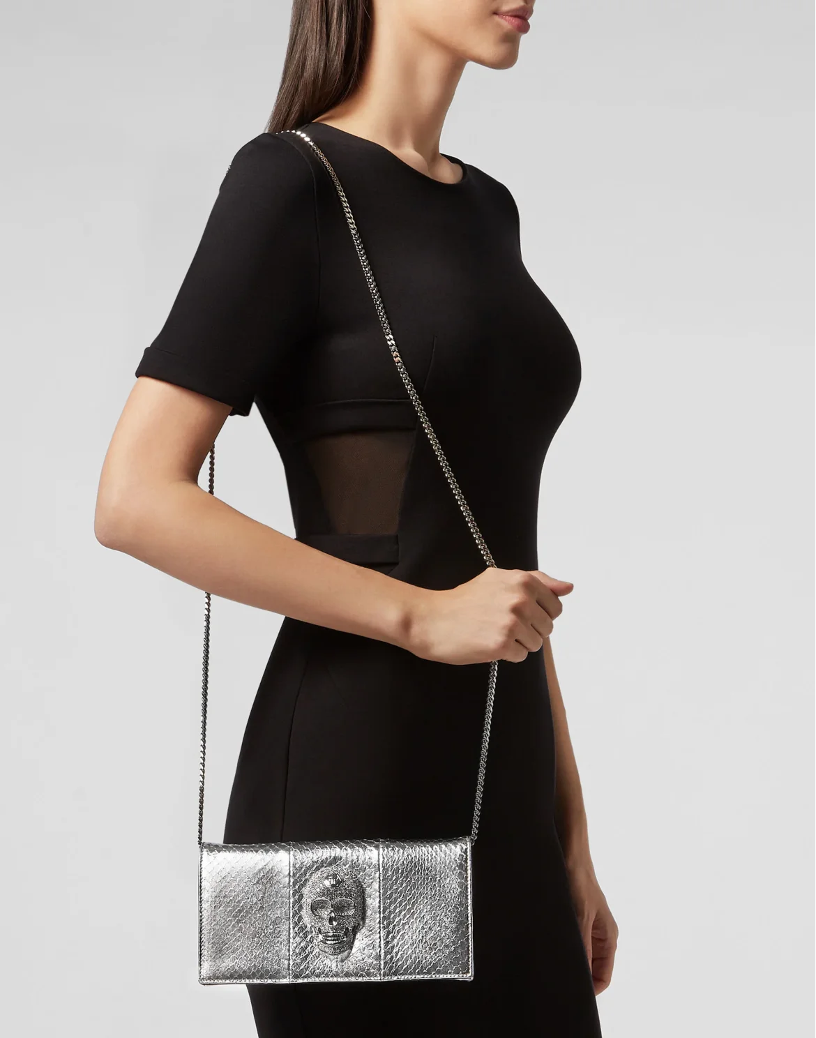 Shoulder Bag Skull crystal, цвет: Серебристый