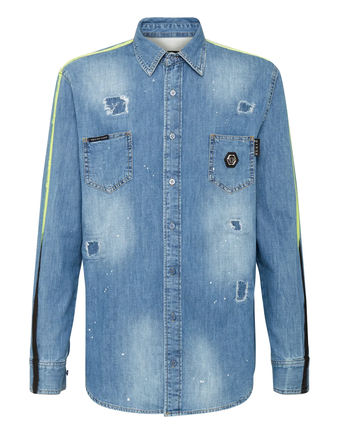 Denim Shirt Ls Stripes, цвет: Голубой