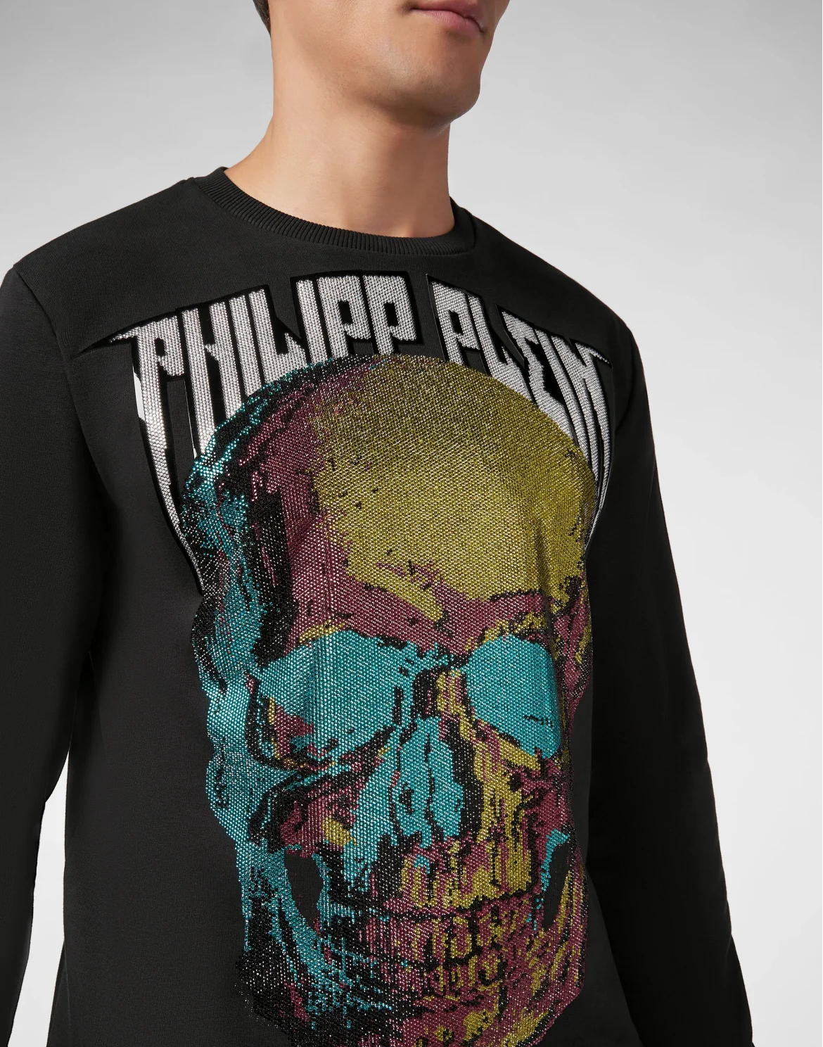 Sweatshirt LS Skull and Plein, цвет: Черный