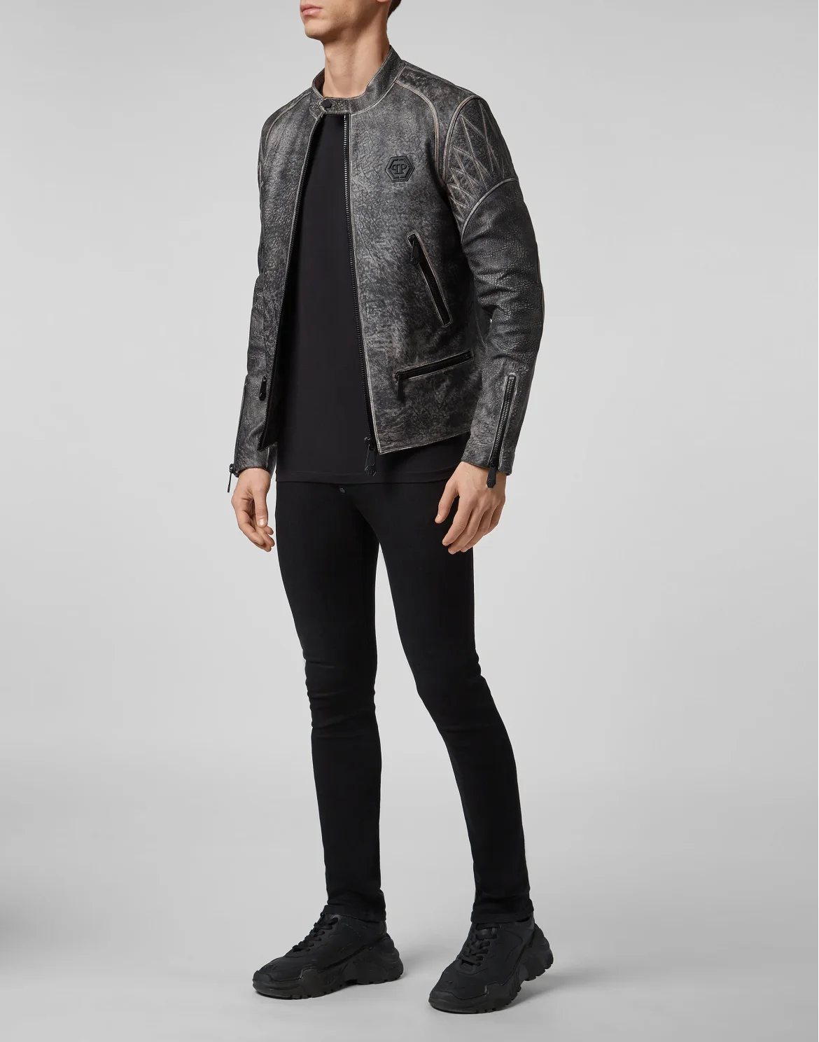 Leather Moto Jacket Skull, цвет: Черный