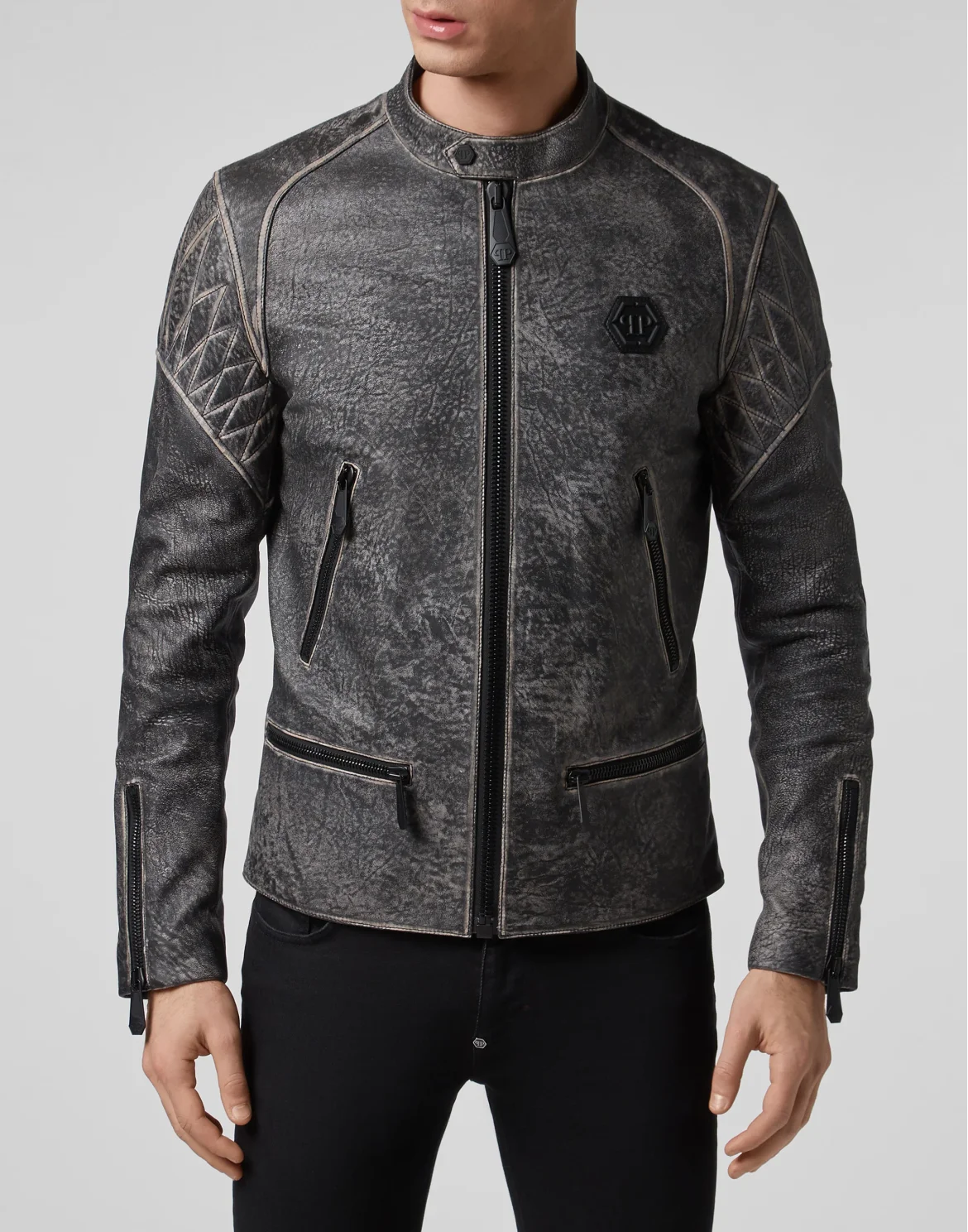Leather Moto Jacket Skull, цвет: Черный