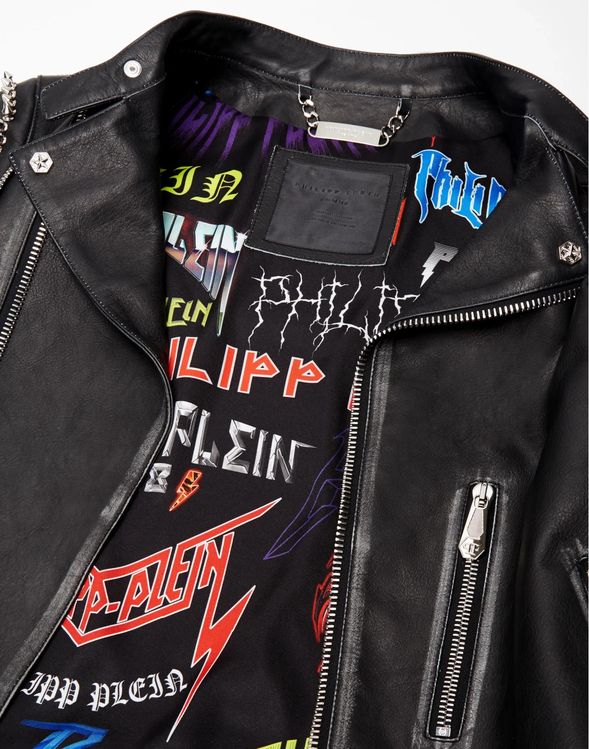 Leather Biker Plein Star, цвет: Черный