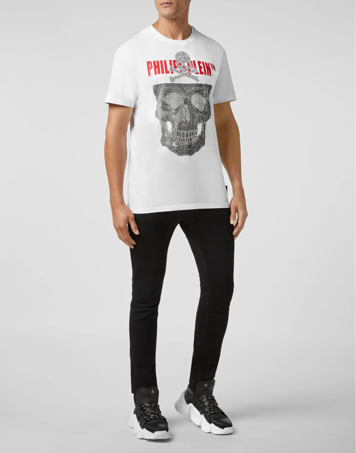 T-shirt Round Neck SS Skull strass, цвет: Белый