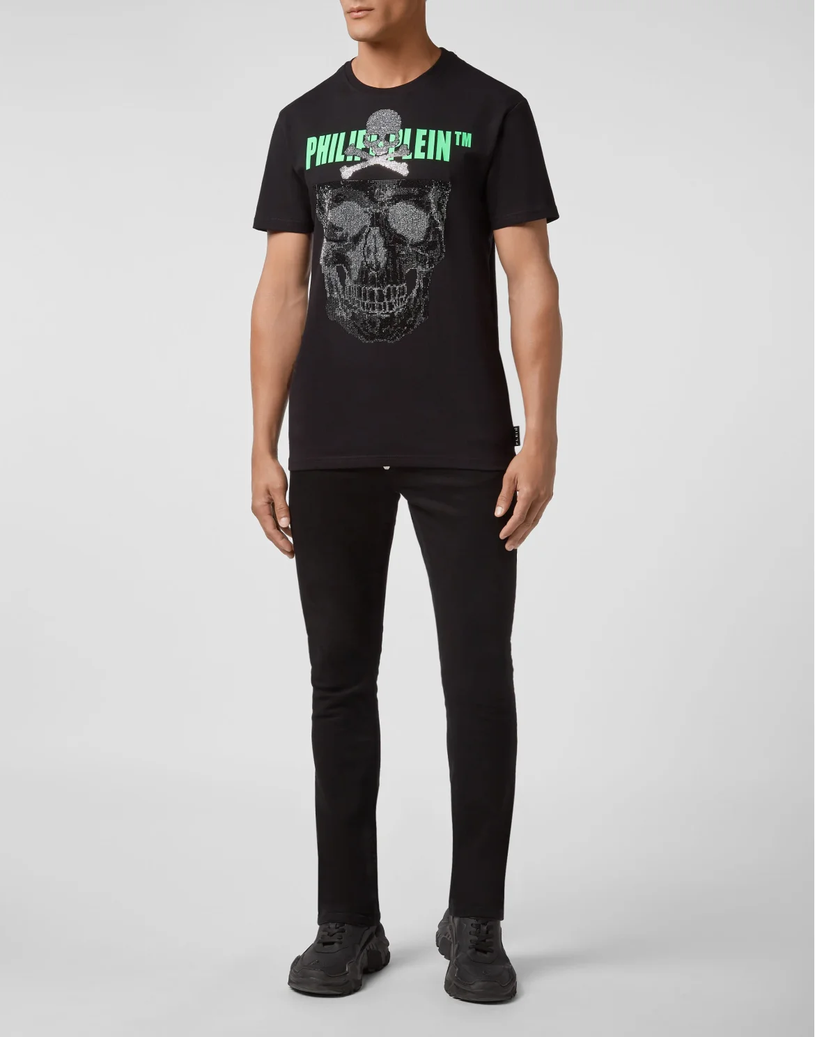T-shirt Round Neck SS Skull strass, цвет: Черный