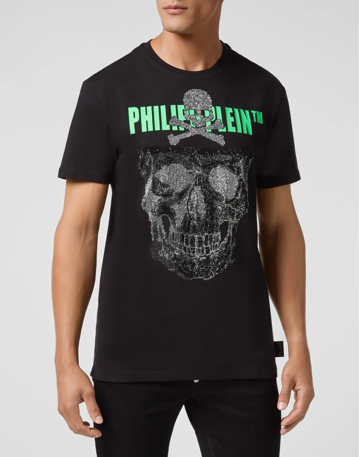 T-shirt Round Neck SS Skull strass, цвет: Черный