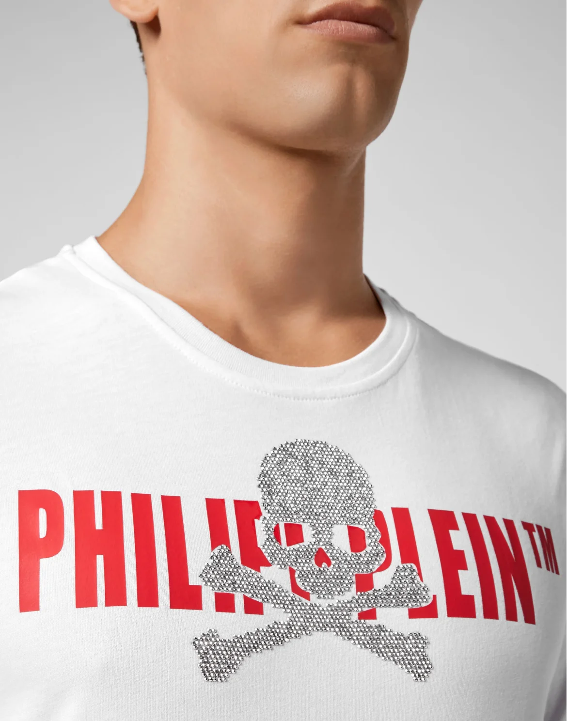 T-shirt Round Neck SS Skull strass, цвет: Белый