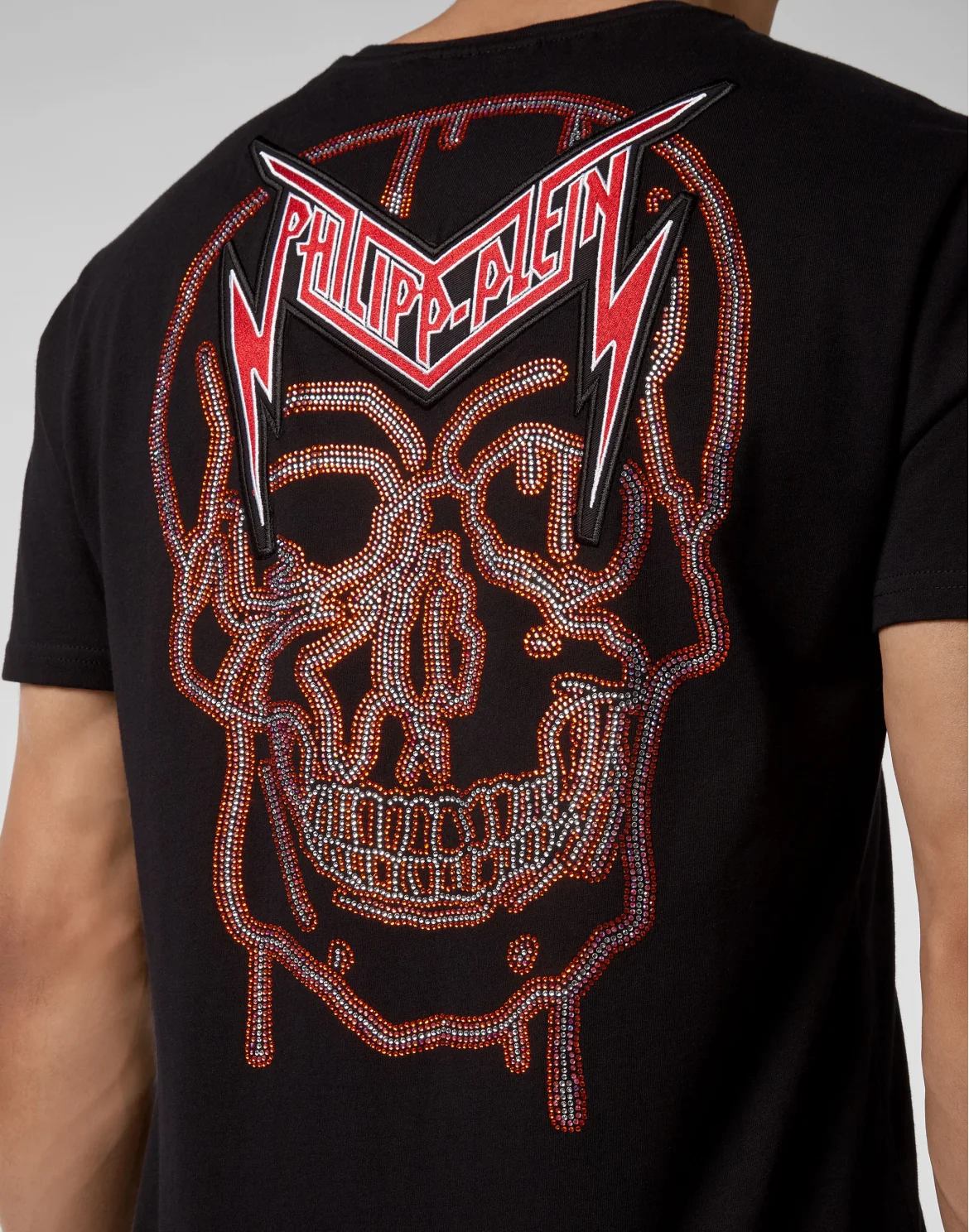 T-shirt V-Neck SS Skull strass, цвет: Черный