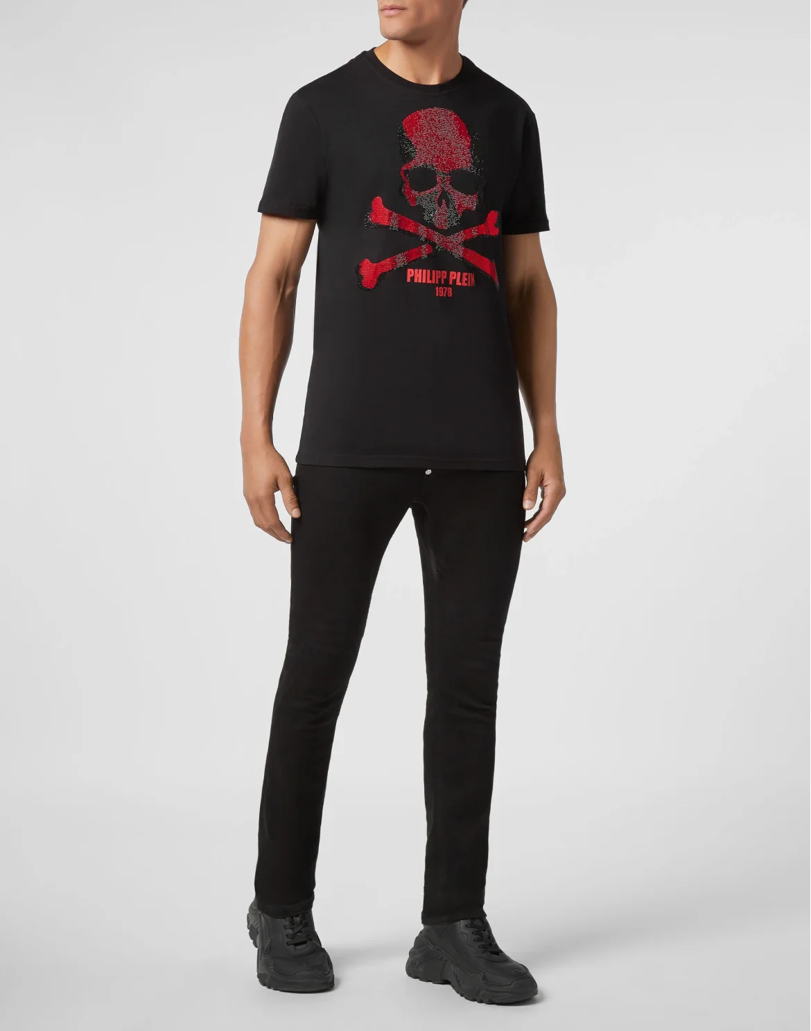 T-shirt Round Neck SS Skull strass, цвет: Черный