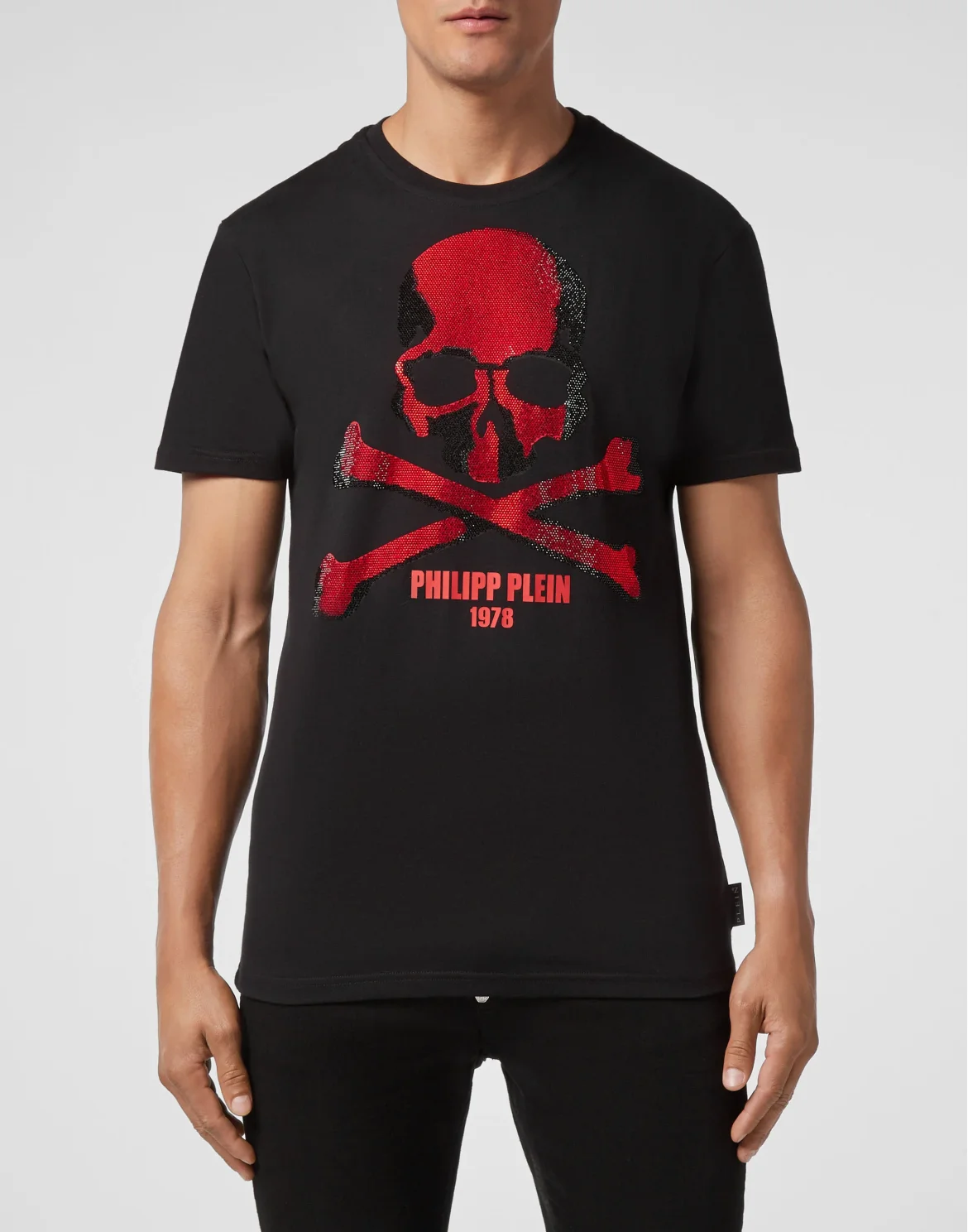 T-shirt Round Neck SS Skull strass, цвет: Черный
