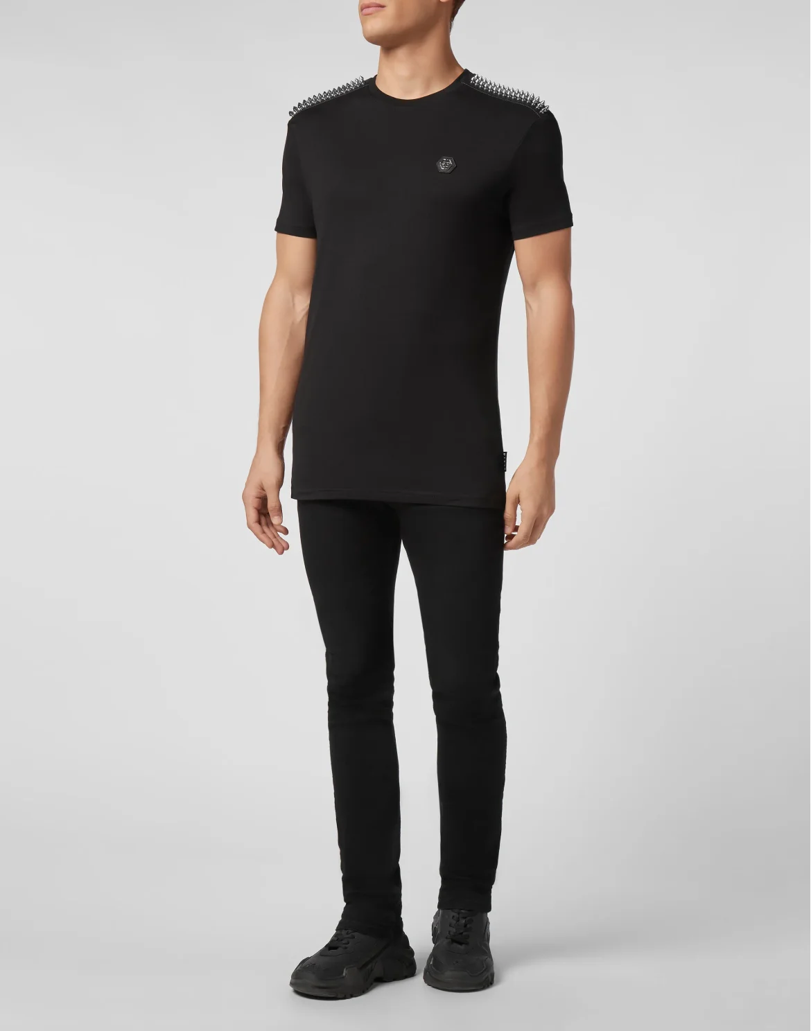 T-shirt Round Neck SS Studs, цвет: Черный