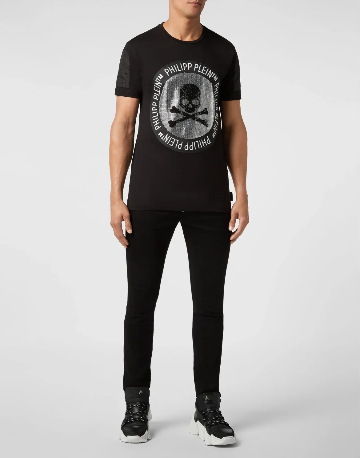 T-shirt Round Neck SS Skull strass, цвет: Черный