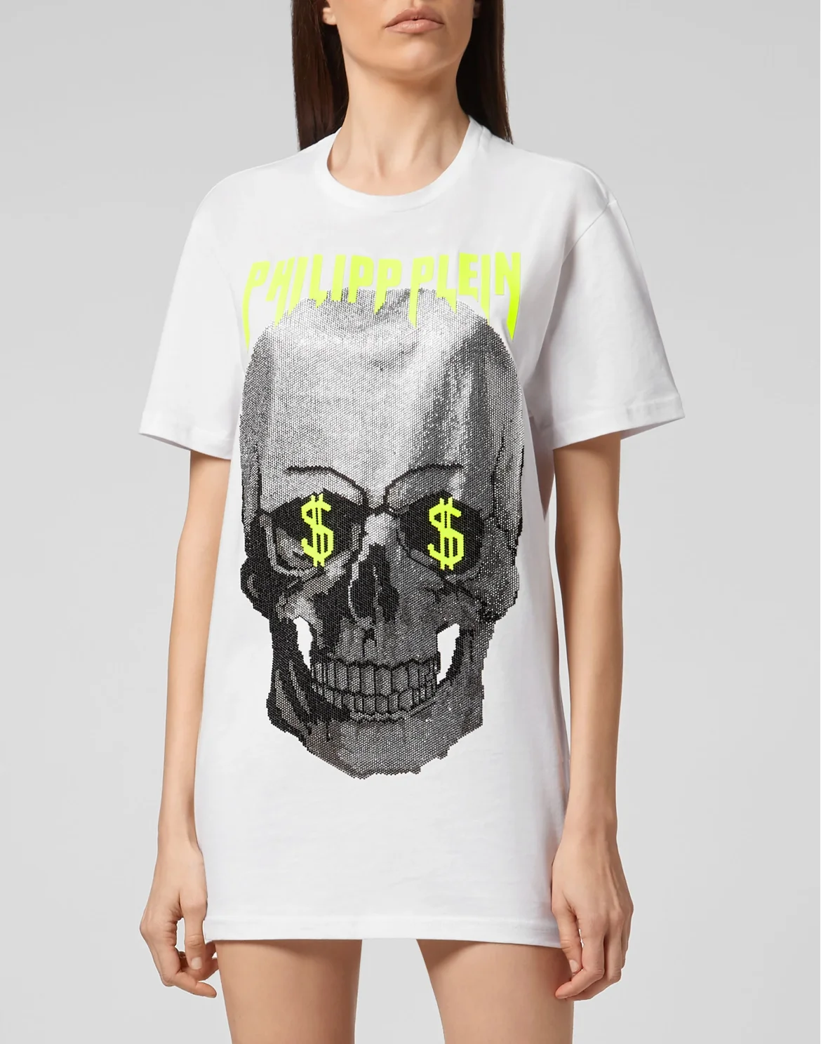 T-shirt Round Neck SS Skull strass, цвет: Белый