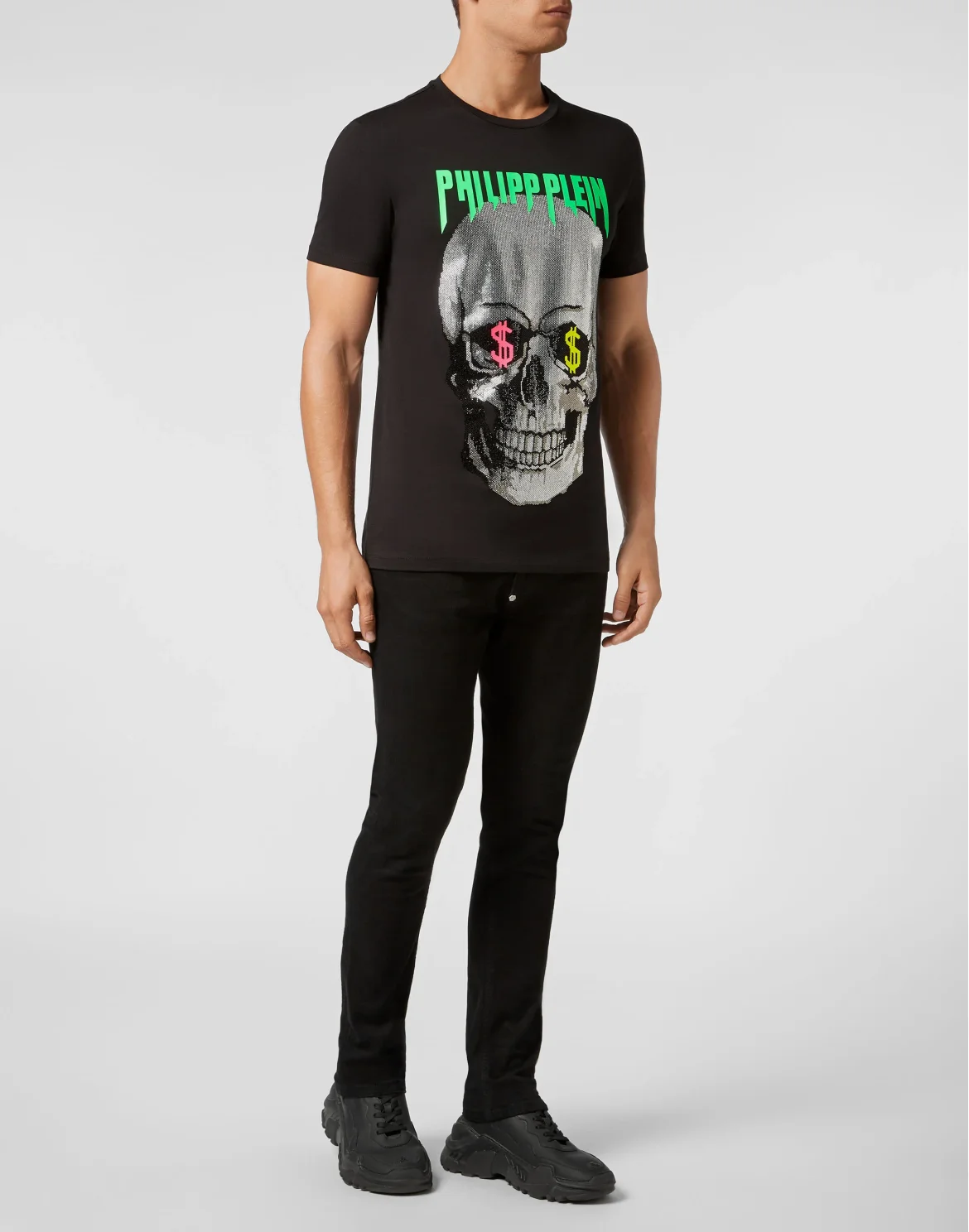 T-shirt Round Neck SS Skull strass, цвет: Черный