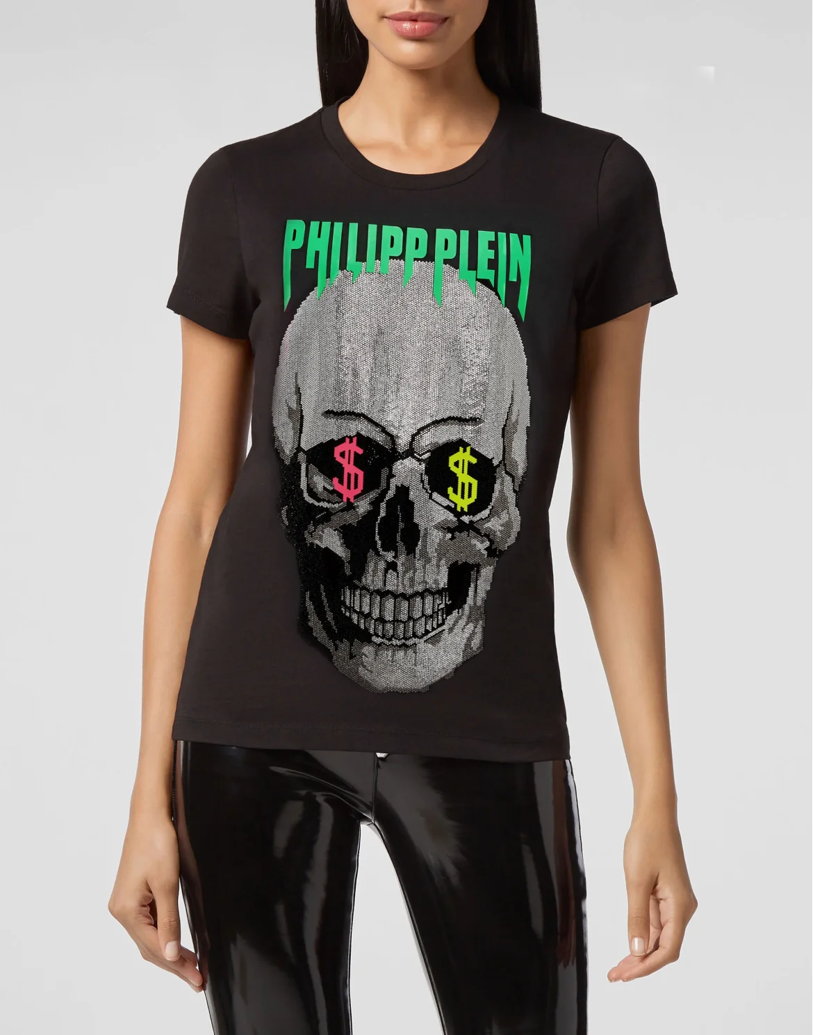 T-shirt Round Neck SS Skull strass, цвет: Черный