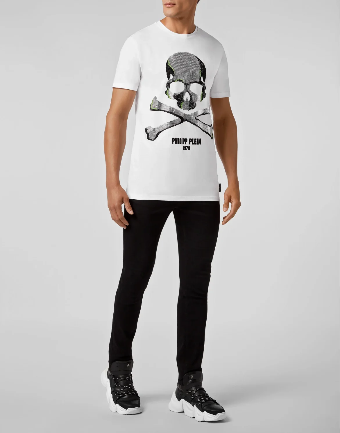 T-shirt Round Neck SS Skull strass, цвет: Белый