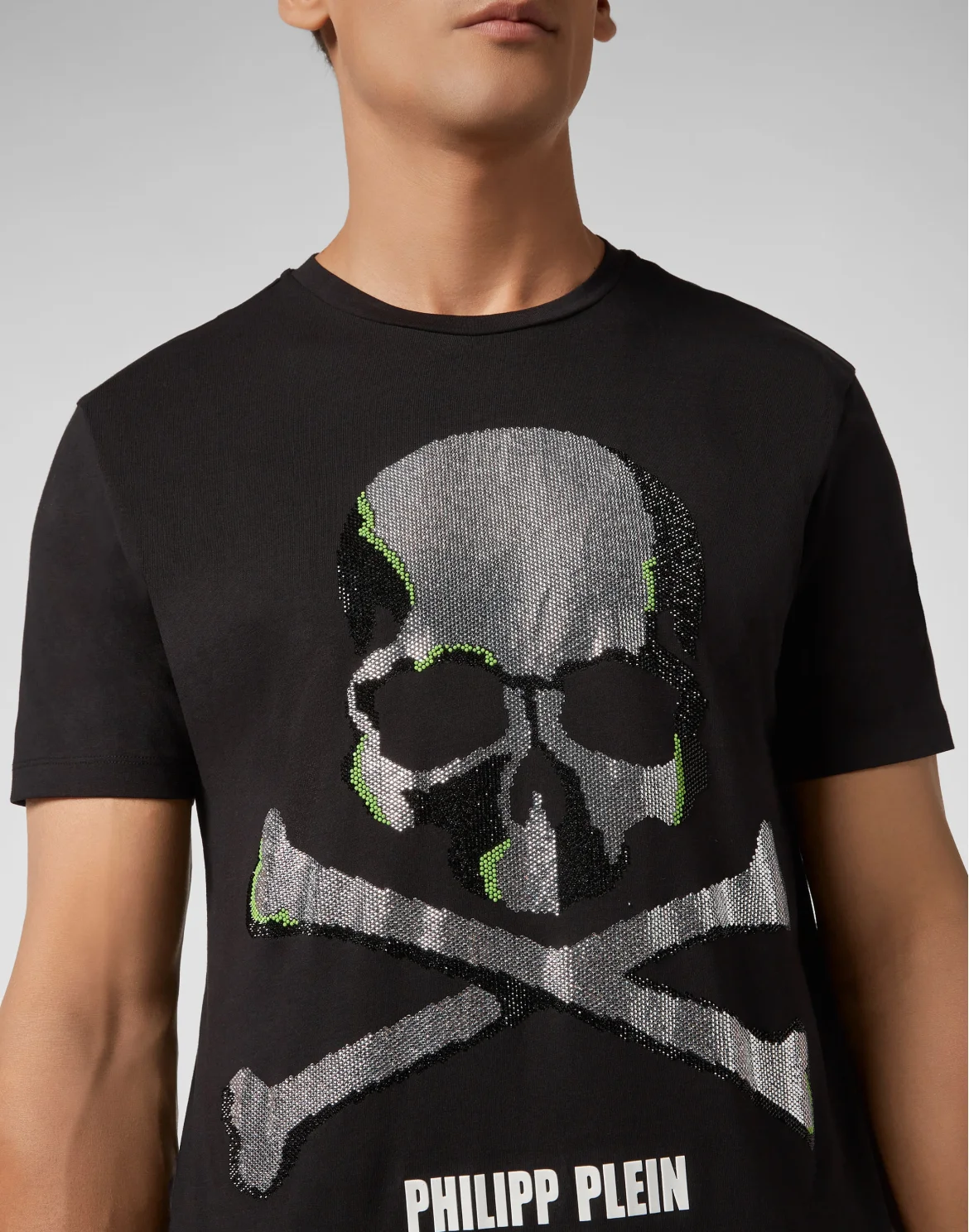 T-shirt Round Neck SS Skull strass, цвет: Черный