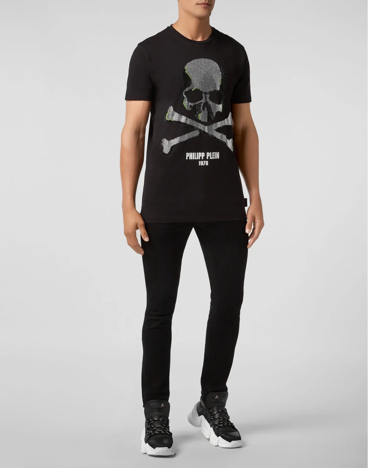 T-shirt Round Neck SS Skull strass, цвет: Черный
