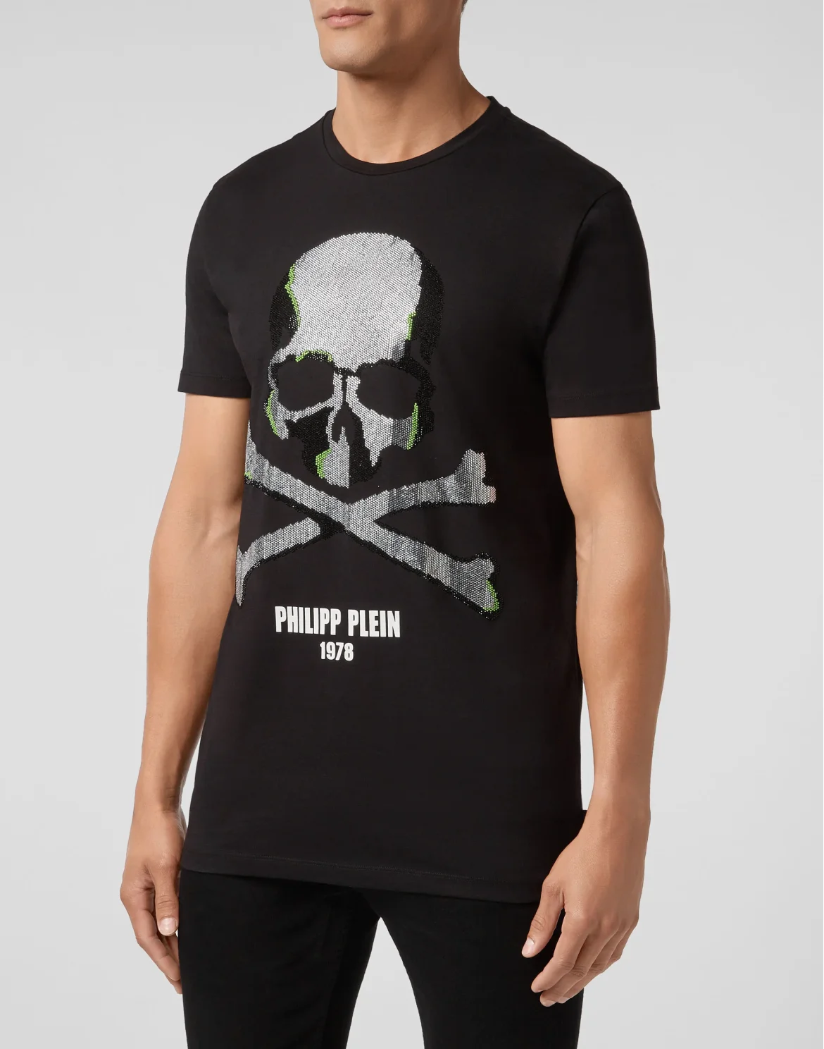 T-shirt Round Neck SS Skull strass, цвет: Черный