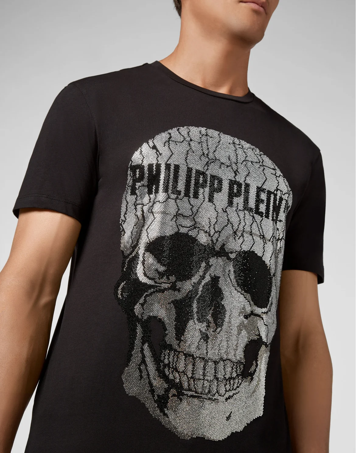 T-shirt Round Neck SS Skull strass, цвет: Черный