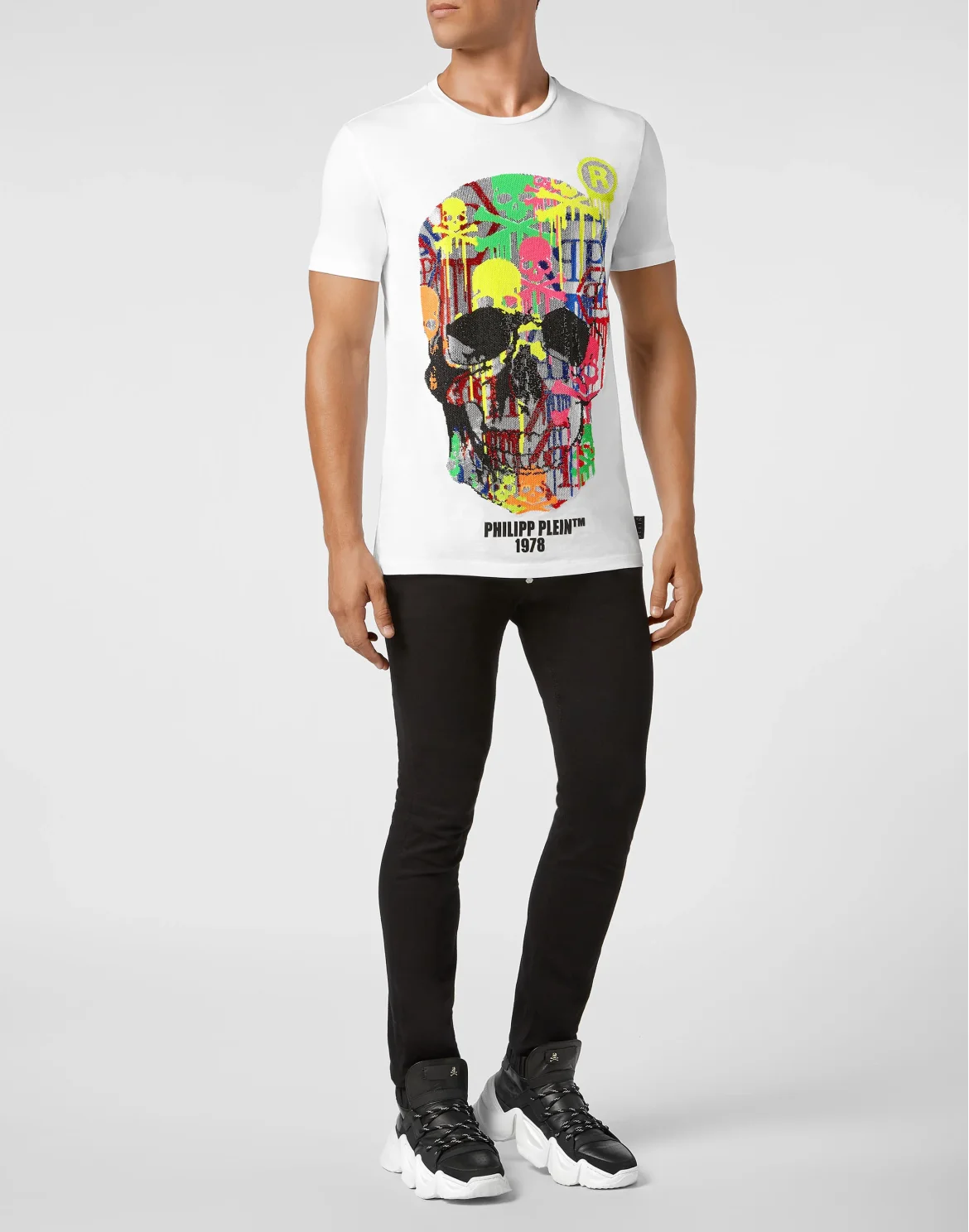 T-shirt Round Neck LS Skull strass, цвет: Белый