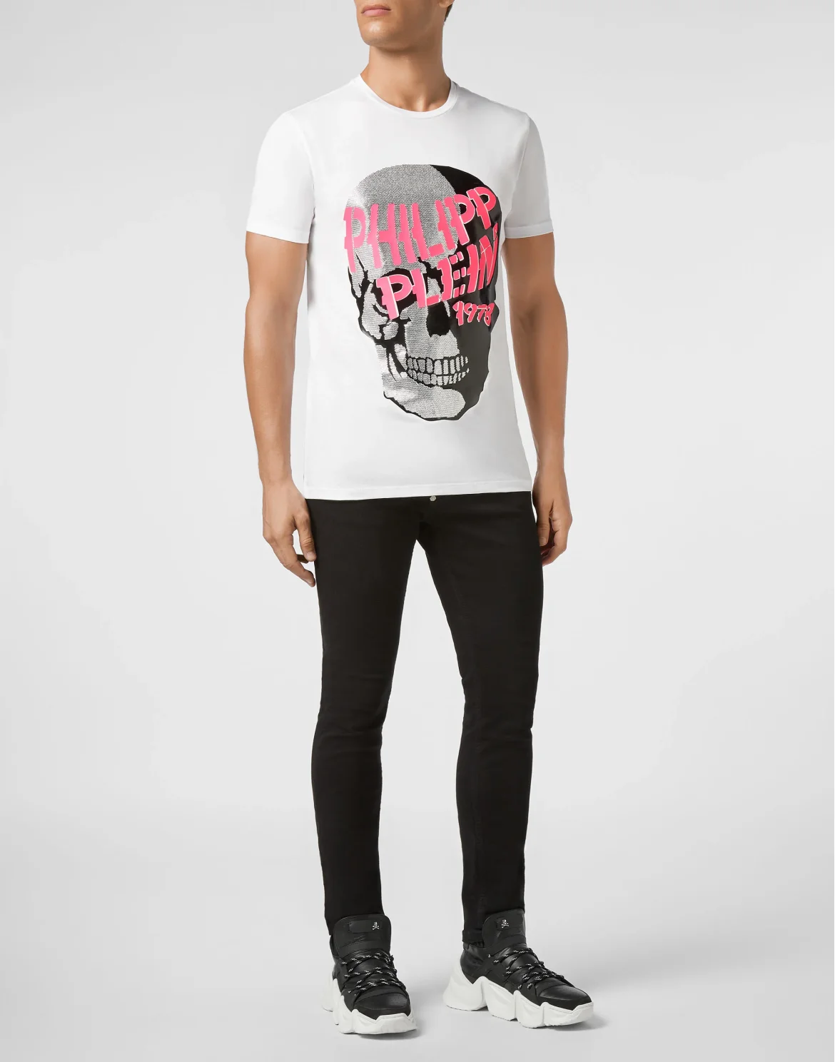 T-shirt Round Neck SS Skull and Plein, цвет: Белый