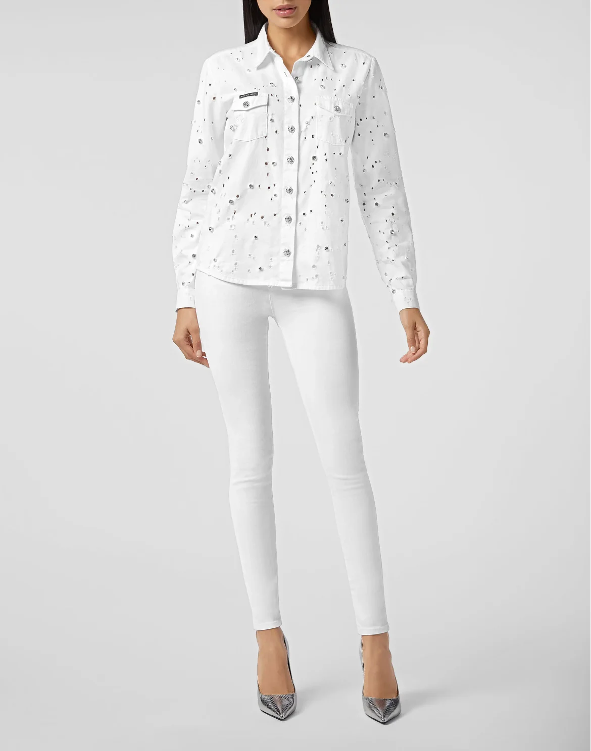 Denim Shirt Ls Crystal, цвет: Белый