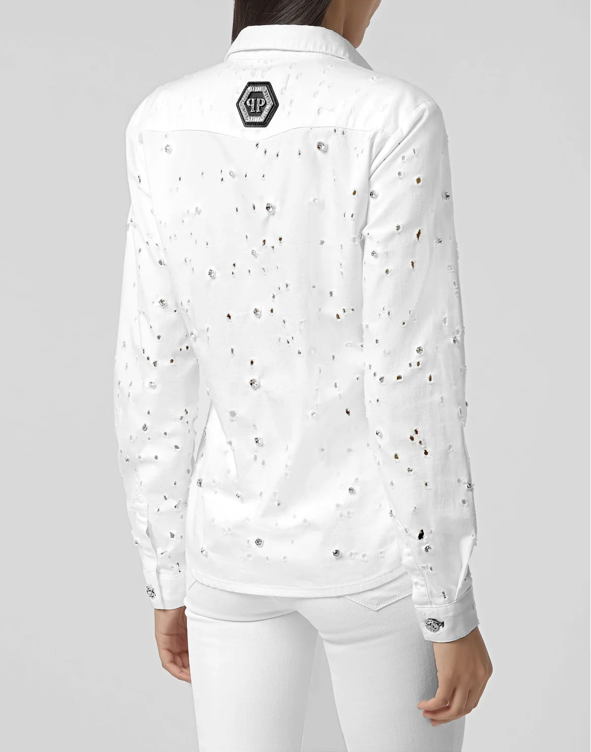 Denim Shirt Ls Crystal, цвет: Белый