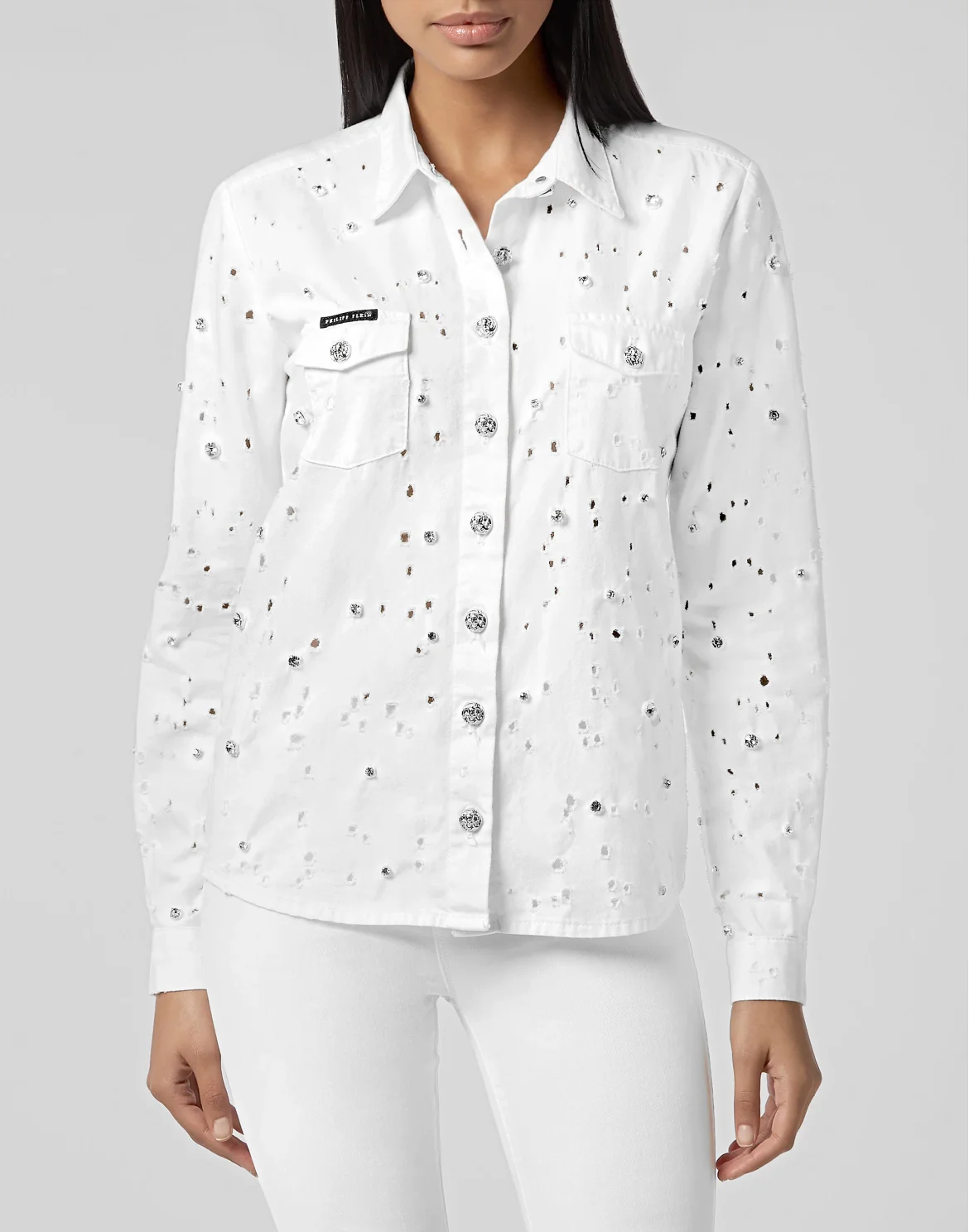 Denim Shirt Ls Crystal, цвет: Белый