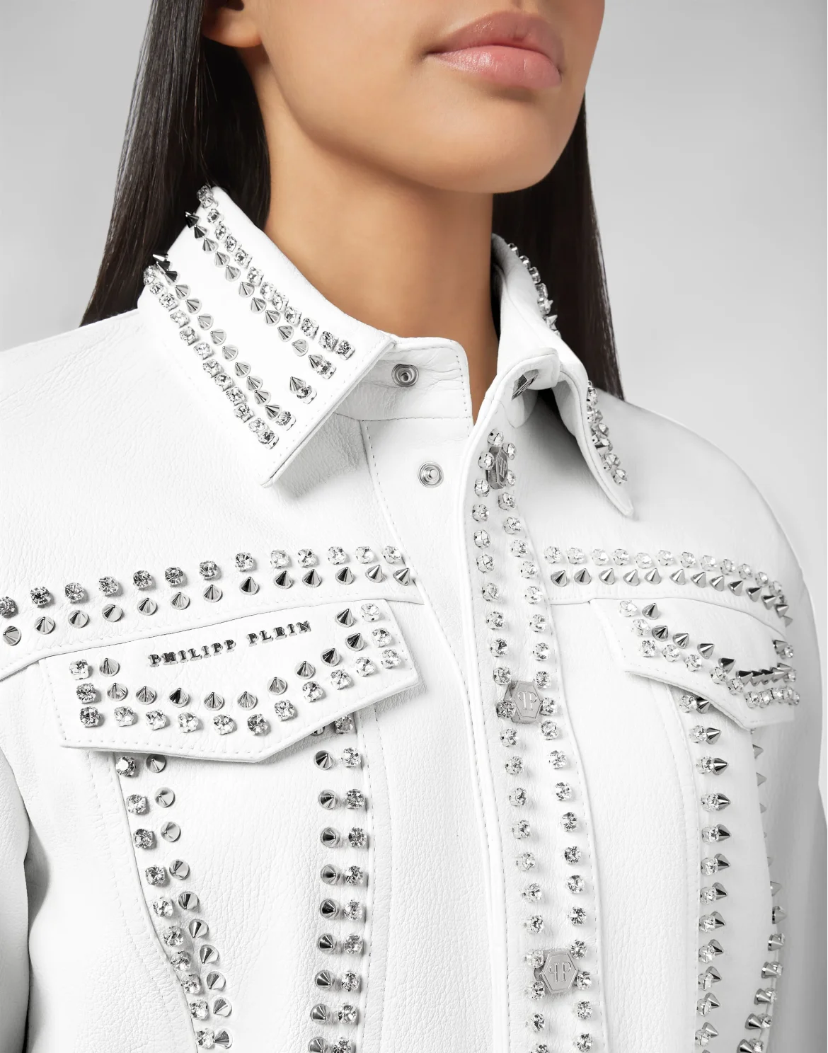 Leather Jacket Studs skull, цвет: Белый