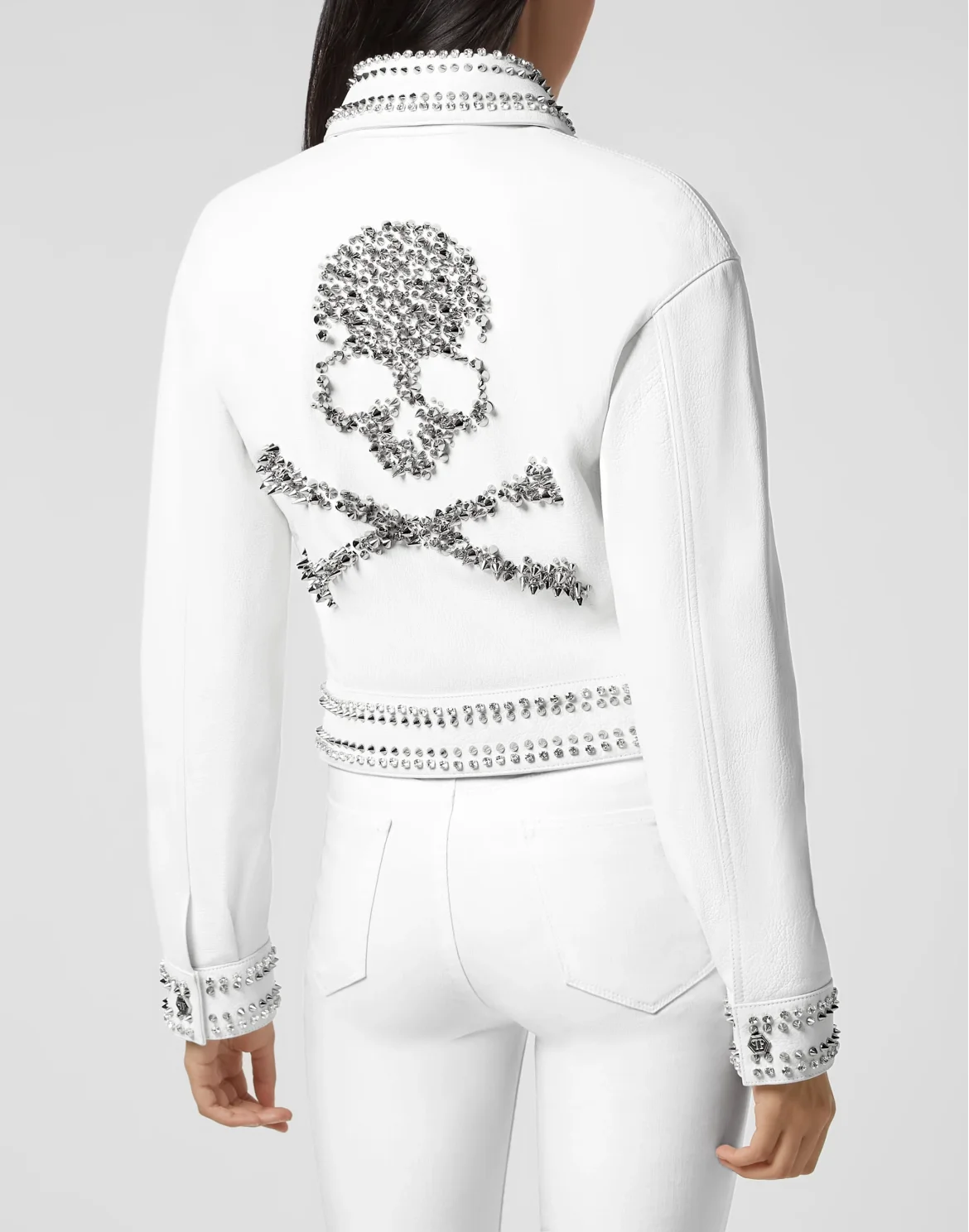 Leather Jacket Studs skull, цвет: Белый