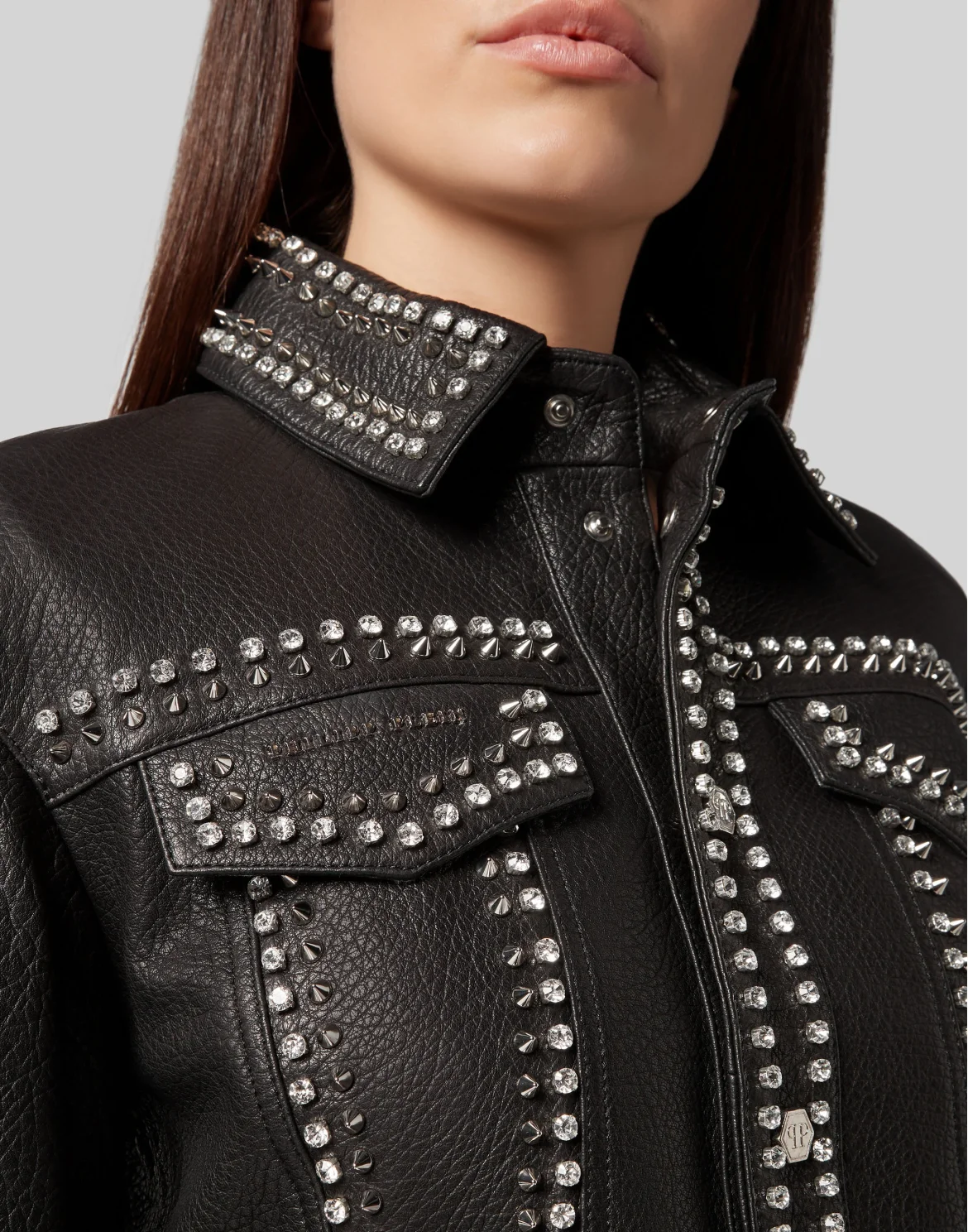 Leather Jacket Studs skull, цвет: Черный