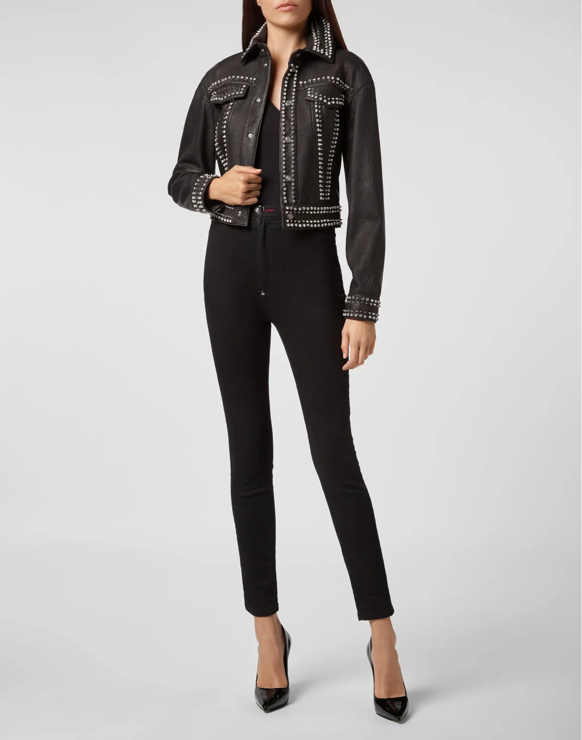 Leather Jacket Studs skull, цвет: Черный