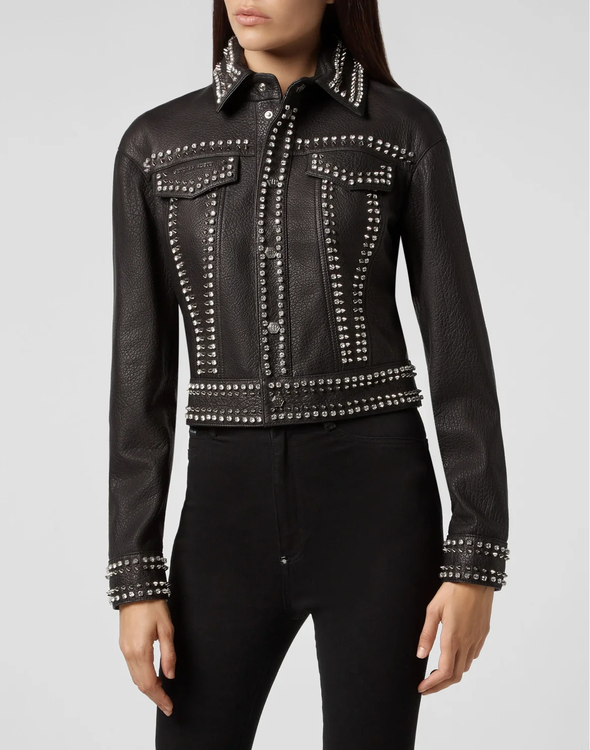Leather Jacket Studs skull, цвет: Черный