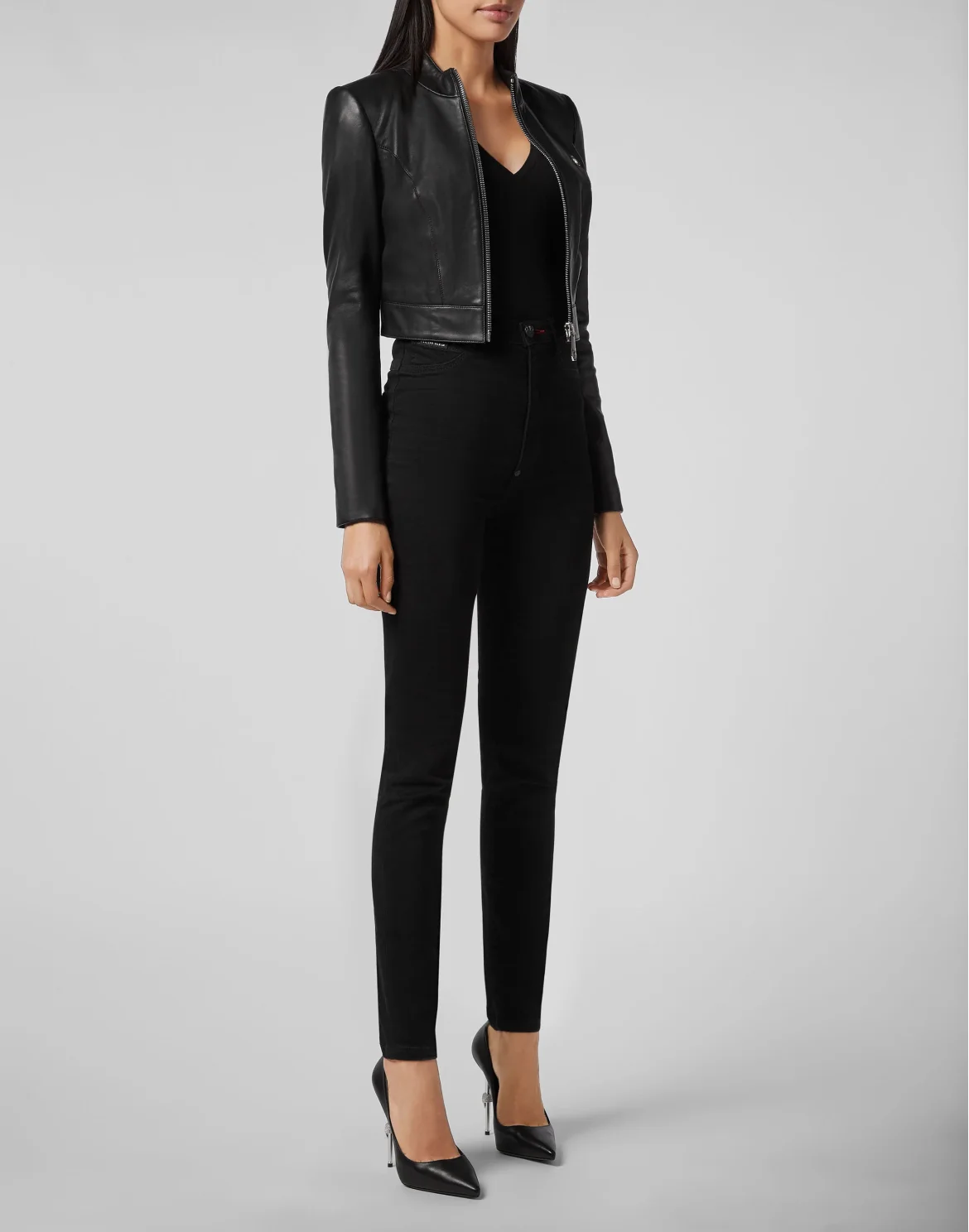 Leather Moto Jacket, цвет: Черный